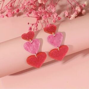 Triple Heart Drop Earrings